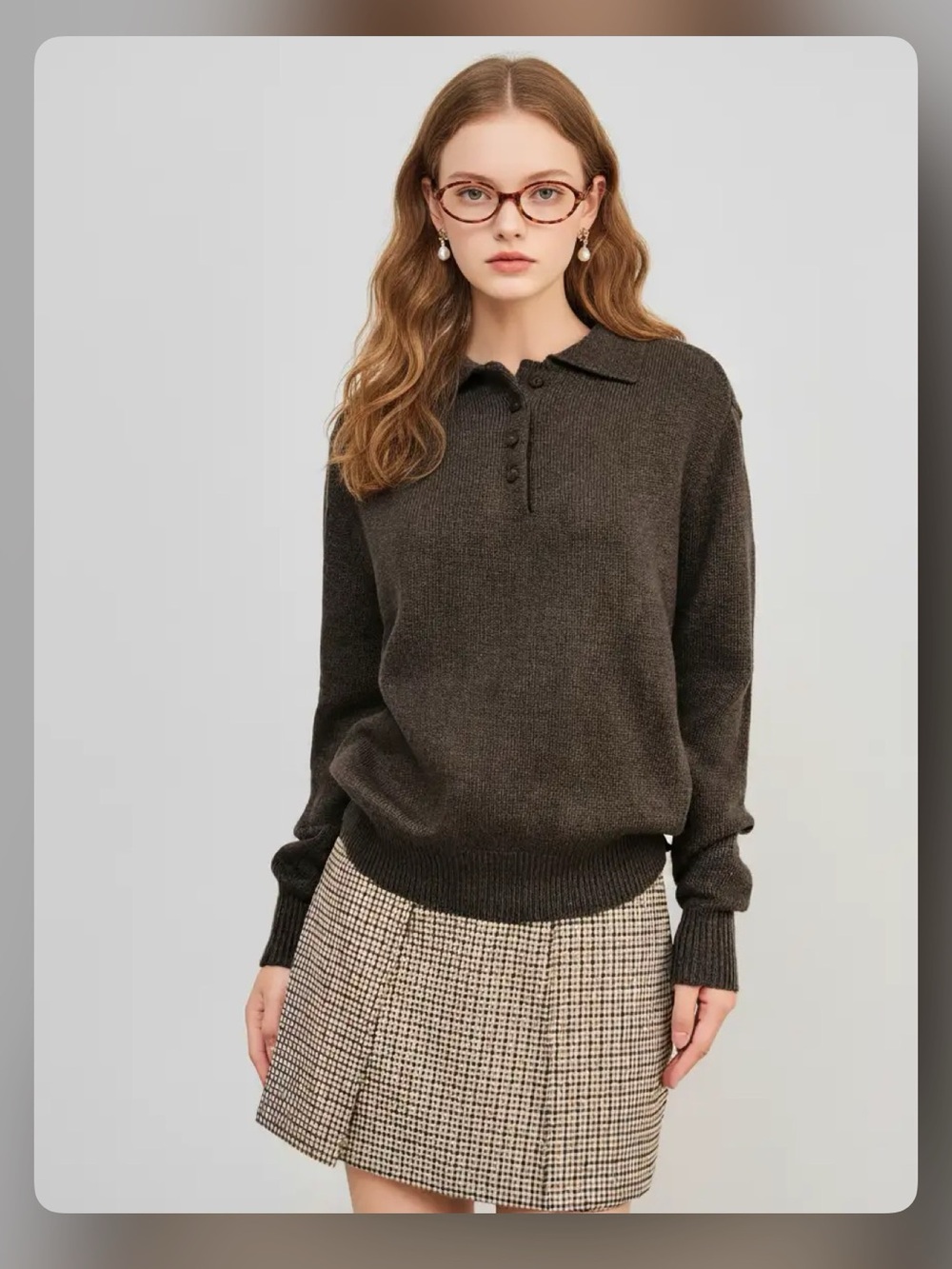 Cider KNIT POLO SOLID BUTTON SWEATER VW1-8